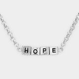 HOPE Metal Cube Pendant Necklace