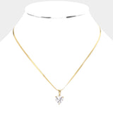18K Gold Dipped Stainless Steel CZ Heart Pendant Necklace