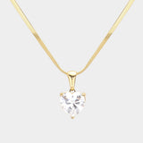 18K Gold Dipped Stainless Steel CZ Heart Pendant Necklace