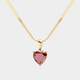 18K Gold Dipped Stainless Steel CZ Heart Pendant Necklace