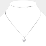 Stainless Steel CZ Heart Pendant Necklace