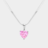 Stainless Steel CZ Heart Pendant Necklace