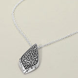 Two Tone Metal Intricate Artisan Leaf Pendant Necklace