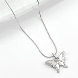 Stainless Steel Mother of Pearl Butterfly Pendant Necklace