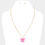 Glittered Resin Butterfly Pendant Necklace