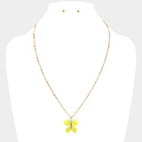Glittered Resin Butterfly Pendant Necklace