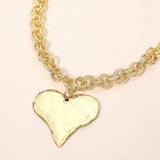 Metal Heart Pendant Chunky Chain Necklace