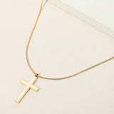 Stainless Steel Cross Pendant Snake Chain Necklace