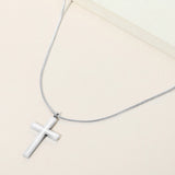 Stainless Steel Cross Pendant Snake Chain Necklace