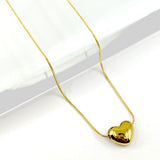 Stainless Steel Puffy Heart Pendant Necklace