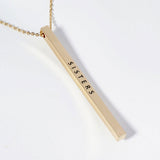 SISTERS Brass Metal Bar Pendant Necklace