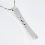 SISTERS Brass Metal Bar Pendant Necklace