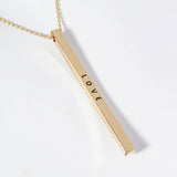 LOVE Brass Metal Bar Pendant Necklace