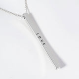 LOVE Brass Metal Bar Pendant Necklace