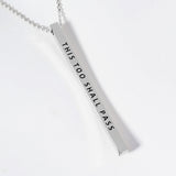 THIS TOO SHALL PASS Brass Metal Bar Pendant Necklace