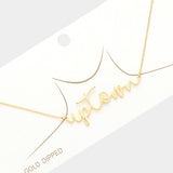 Up Town Message Gold Dipped Metal Pendant Necklace
