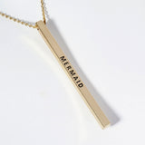 MERMAID Brass Metal Bar Pendant Necklace