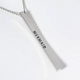 MERMAID Brass Metal Bar Pendant Necklace