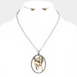 Antique Metal Horse Pendant Necklace