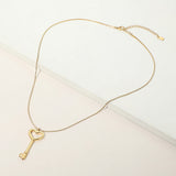 Stainless Steel Heart Key Pendant Snake Chain Necklace