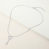 Stainless Steel Heart Key Pendant Snake Chain Necklace