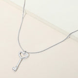 Stainless Steel Heart Key Pendant Snake Chain Necklace