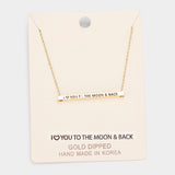 'I Love You To the...' Horizontal Metal Bar Pendant Necklace