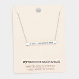 'I Love You To the...' Horizontal Metal Bar Pendant Necklace