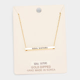 'Soul Sisters' Horizontal Metal Bar Pendant Necklace