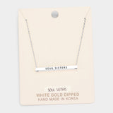 'Soul Sisters' Horizontal Metal Bar Pendant Necklace