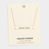 'Forever Friends' Horizontal Metal Bar Pendant Necklace