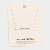 'Forever Friends' Horizontal Metal Bar Pendant Necklace