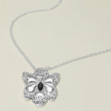 Marquise Stone Accent Antique Metal Butterfly Pendant Necklace