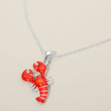 Women's Lobster Charm Pendant Statement Necklace