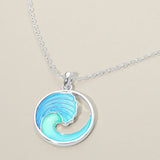Ocean Wave Charm Pendant Necklace