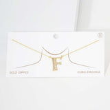 -F- CZ Initial Monogram Pendant Necklace