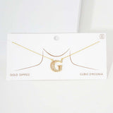 -G- CZ Initial Monogram Pendant Necklace