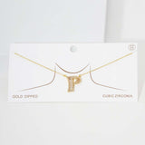 -P- CZ Initial Monogram Pendant Necklace