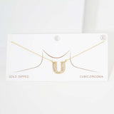 -U- CZ Initial Monogram Pendant Necklace