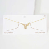 -V- CZ Initial Monogram Pendant Necklace
