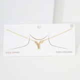 -Y- CZ Initial Monogram Pendant Necklace