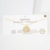 Aquarius Gold Dipped Zodiac Sign Pendant Necklace