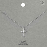 Rhinestone Accent Cross Pendant Necklace