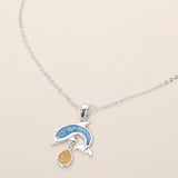 Dolphin Teardrop Charm Pendant Necklace
