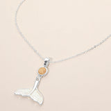 Round Whale Tail Link Drop Charm Pendant Necklace