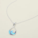 Ocean Wave Teardrop Pendant Necklace