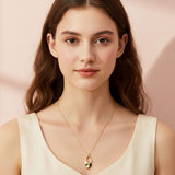 18K Gold Dipped Abstract Oval Pendant Necklace