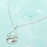 Abalone Starfish Wave Teardrop Pendant Necklace