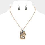 Hammered Metal Shell Charm Pendant Necklace