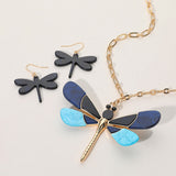Glittered Resin Dragonfly Pendant Necklace